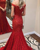 Off The Shoulder Mermaid Prom Dresses Sequined Bodice Long Prom Gowns for Party