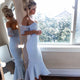 2019 Light Blue Cap Sleeve Lace Bridesmaid Dresses Mermaid Party Dress Ankle Length
