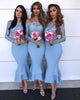 2019 Off The Shoulder Mermaid Lace Bridesmaid Dresses Full Sleeve Party Dress