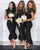 2019 Black Lace Mermaid Bridesmaid Dresses O-Neck Cap Sleeve Guest Party Gowns