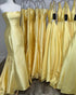 Sexy Strapless 2019 Yellow Satin Prom Dresses Mermaid Long Prom Gowns Party Dress