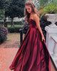 Stunning 2019 Burgundy Satin Prom Dresses Sweetheart Long Ball Gown for Party Corset Back