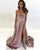 Sexy Deep V-Neck Prom Dresses with Spaghetti Straps Long Pageant Gowns Split Side