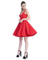 2019 Red Satin Homecoming Dresses V-Neck Sexy Short Cocktail Dress