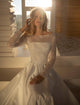 Sheer Full Sleeve Wedding Dresses Sequins 2019 Elegant A-line Satin Bridal Wedding Gown