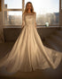 Sheer Full Sleeve Wedding Dresses Sequins 2019 Elegant A-line Satin Bridal Wedding Gown