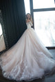 2019 Off The Shoulder Blush Pink Wedding Dress Full Sleeve Elegant Bridal Gown Appliques