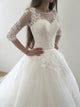 Elegant 2019 Lace Wedding Dress Half Sleeve Unique Lace Appliques Ball Gown Bridal Dress