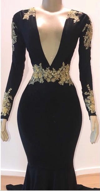 Full Sleeve Gold Lace Royal Blue Velvet Mermaid Prom Dresses Deep V-Neck Sexy Evening Gowns Full Sleeve Gold Lace Royal Blue Velvet Mermaid Prom Dresses Deep V-Neck Sexy Evening Gowns