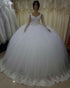 Elegant 2019 Tulle Wedding Dresses Ball Gowns Sexy Lace Long Sleeves Puffy Bridal Dress