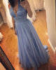 Sexy 2019 Blue Organza Prom Dresses Halter Backless Long Prom Party Gowns Formal Dress