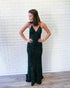 Sparkly Dark Green Sequins Sheath Prom Dresses V-Neck Long Prom Party Gowns 2019