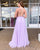 2019 Lilac Lace Tulle Prom Dresses with Split Side Sexy Spaghetti Straps Long Prom Evening Gowns