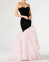 2019 Sexy Black Velvet Mermaid Prom Dresses with Ruffles Organza Prom Party Gowns