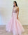 Delicate Pink Tulle Prom Dresses with Spaghetti Straps Beaded Bodice Long Pageant Gowns