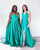 2019 Plus Size Satin Prom Dresses with V-Neck Long Prom Gowns Homecoming Dress Split