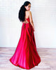 Simple 2019 Red Satin Prom Dresses with V-Neck Long Prom Homecoming Dress Fashion