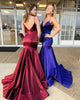 Sexy 2019 Burgundy Mermaid Prom Dresses with Spaghetti Straps Satin Long Party Gowns