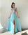 Elegant Ice Blue Prom Dresses with Lace Appliques Chiffon A-line Long Prom Gowns 2019