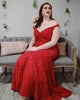 Off The Shoulder Red Lace Mermaid Prom Dresses Beaded Plus Size Prom Gowns 2019