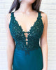 Sexy Dark Green Mermaid Prom Dresses V-Neck Lace Appliques Beaded Long Prom Gowns Slit