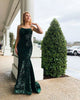 Dark Green Sparkly Sequins Mermaid Prom Dresses with Spaghetti Straps Long Prom Gowns 2020