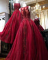 Elegant 2019 Burgundy Quinceanera Dresses Beaded Lace Appliques Ball Gown Sweet 16 vestidos de quinceañera