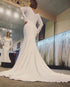 New 2019 Satin Wedding Dresses with Full Sleeve Lace Modest Mermaid Wedding Gown for Brides