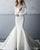 Simple Satin Mermaid Wedding Dresses Off The Shoulder Beaded Bridal Gown Long Train