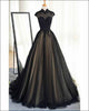 Elegant High Neck Black Lac Tulle Evening Dresses Sexy Long Evening Party Gowns
