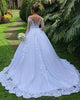Sexy Sheer Long Sleeve Wedding Dress Beaded Appliques Lace Bridal Gown for Weddings