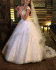 Sparkly Ball Gown Wedding Dress with Lace Appliques Beadings Elegant 2019 Bridal Gowns