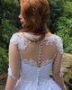 2019 Delicate Lace Wedding Dresses Sheer Long Sleeve Appliques Shiny Tulle Bridal Gowns