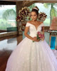 Shiny Sequins Ball Gown Wedding Dresses Off The Shoulder Elegant 2019 Bridal Gowns