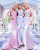 Full Sleeve Lace Mermaid Bridesmaid Dresses Appliques 3D Flowers Sexy Long Party Gown