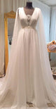 Bohmiean Wedding Dresses with Cape 2019 A-line Lace Chiffon Summer Country Wedding Gowns