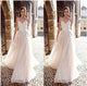 Elegant 2019 Lace Tulle Beach Wedding Dresses Spaghetti Straps Tulle Ruffles A-line Bridal Gowns