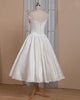 Vintage Short Wedding Dresses Robe De Mariee Off Shoulder Ivory Wedding Dress Scallop Edge on Skirt