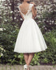 2019 Short Lace Wedding Dresses V-Neck Tea-Length Tulle A-line Wedding Gowns