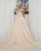Off The Shoulder Champagne Lace Wedding Dress 2019 Ball Gown Lace Bridal Gowns with Belt