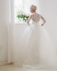 Elegant 2019 Wedding Dress Full Sleeve Lace Appliques High Neck Tulle Puffy Ball Gown for Brides