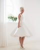 2019 Modern Satin Short Wedding Dresses Ball Gown Knee Length Vintage Bridal Gown with Bow