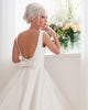 Modern Satin Short Wedding Dresses Ball Gown Knee Length Vintage Bridal Gown with Bow