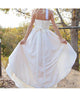 New High Low Wedding Dress with Removable Beaded Sash Satin Lace Bridal Gowns