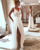 Sexy Beach Wedding Dresses Lace Appliques V-Neck A Line Backless Bohemian Bridal Gown Split Side