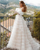 Sexy Tulle Layer Skirts Wedding Dresses Ruffles Off The Shoulder Sheer Bodice Modest Bridal Gowns