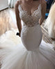 Adorable Fit And Flare Tulle Wedding Dresses Mermaid Lace Appliques Bodice Spaghetti Straps Bridal Gown 2020 Spring