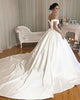 Elegant Satin Wedding Dresses Ball Gowns Off The Shoulder 2020 Modest Bridal Gowns Backless
