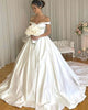 Elegant Satin Wedding Dresses Ball Gowns Off The Shoulder 2020 Modest Bridal Gowns Backless