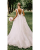 Sexy V-Neckline Simple Wedding Dresses Organza Ruffles A-line Wedding Gown with Bow